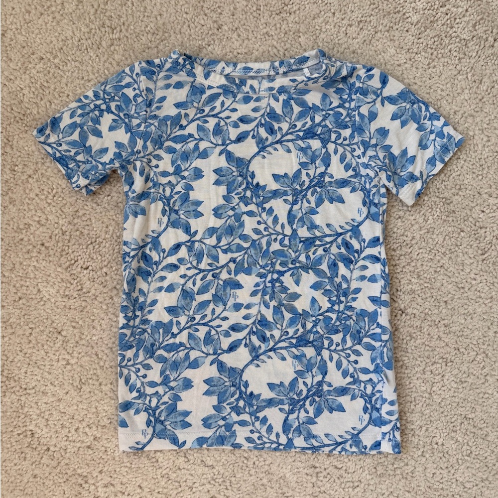 Posh Peanut Blue & White “Allegra” Print 2-piece Short Sleeve Pajama Set - Picture 2 of 8